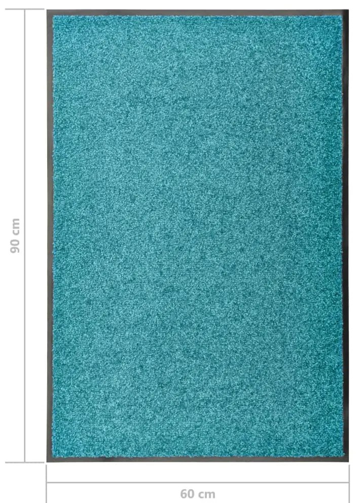 Tapete de porta lavável 60x90 cm azul ciano