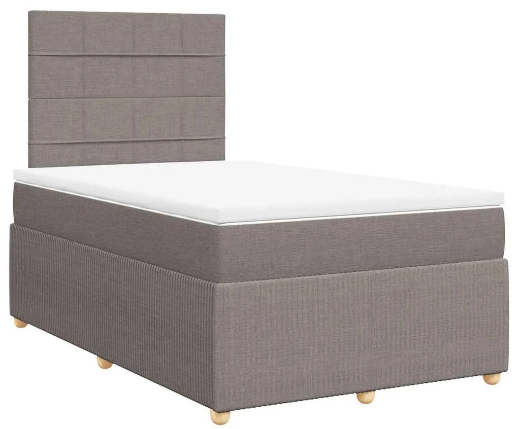 Cama boxspring c/ colchão 120x190cm tecido castanho-acinzentado