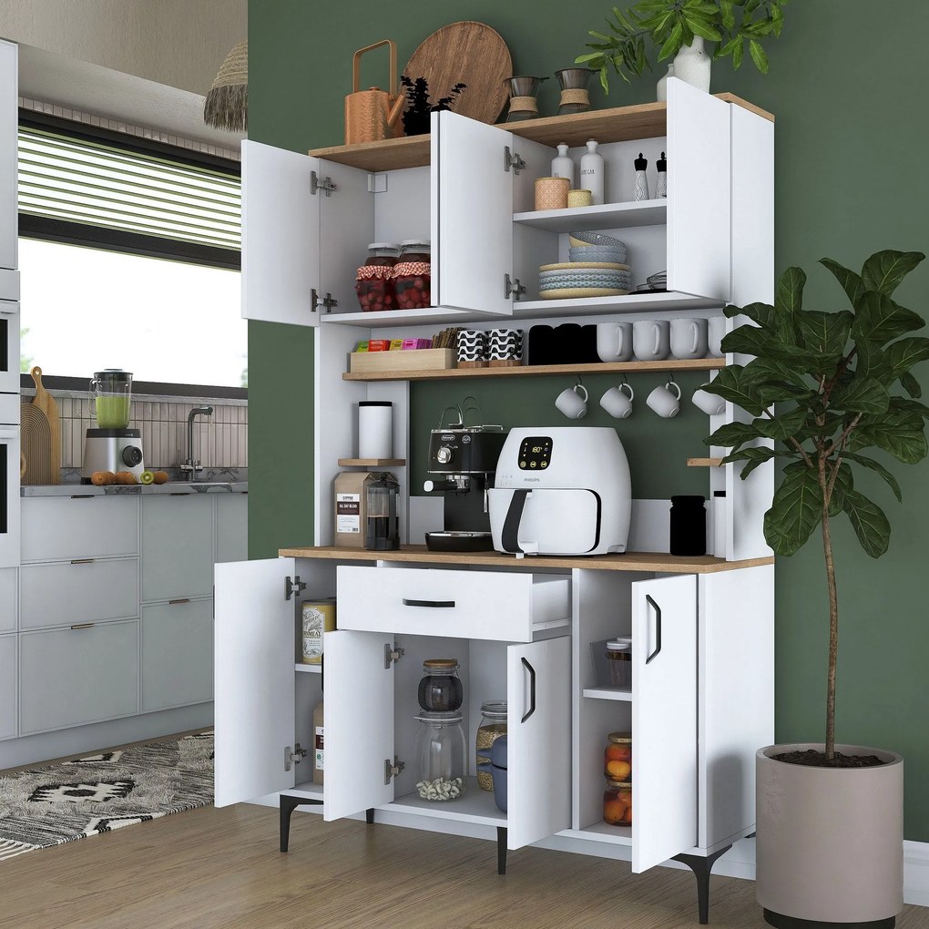 Armário Alto de Cozinha "Stella" - 120 x 184,2 x 40 cm - Branco - Desi