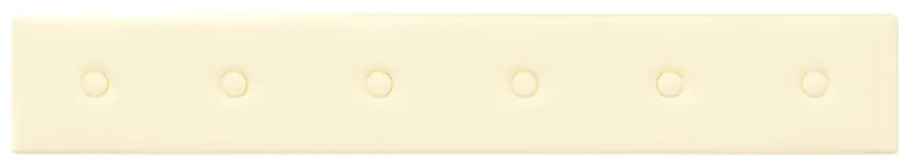 Painel de parede 12 pcs 90x15 cm couro artificial 1,62 m² creme