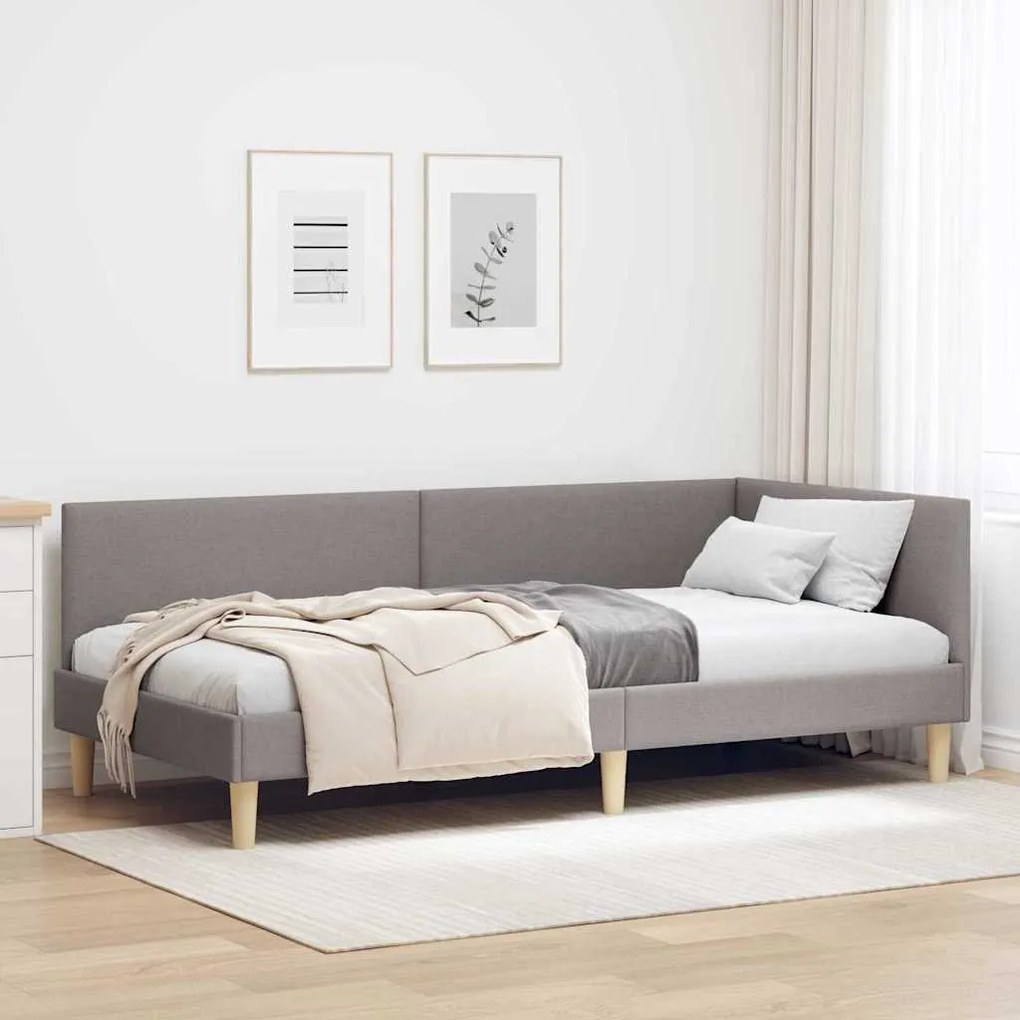 vidaXL Estrutura de Cama de Canto Cinzento-acastanhado 80 cm x 200 cm