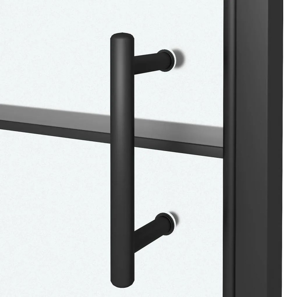 Porta de chuveiro meio vidro fosco temperado 91x195 cm preto