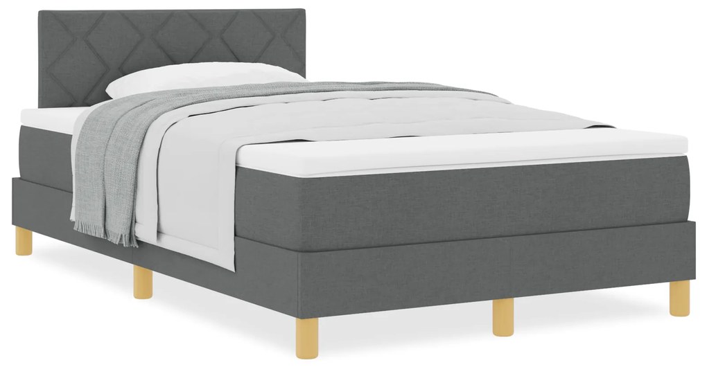 Cama Box Spring com Colchão Cinza Escuro 120x190 cm Tecido