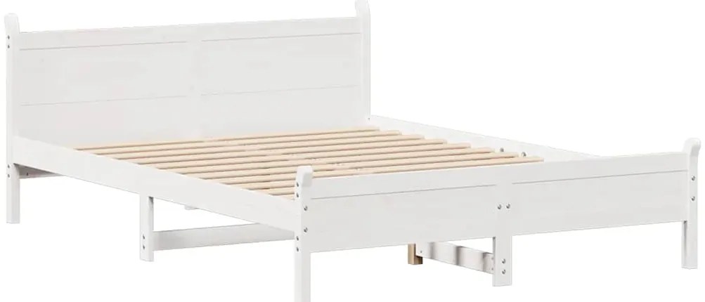 Cama sem colchão 150x200 cm madeira de pinho maciça branco