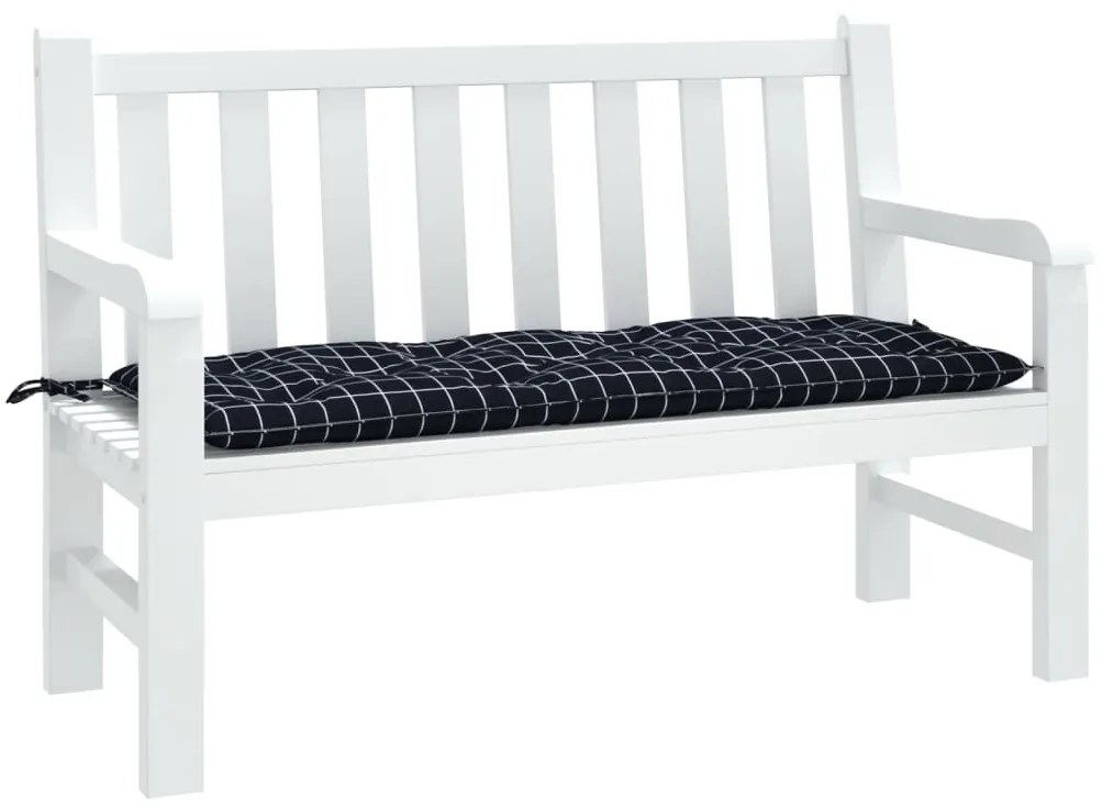 Almofadão p/ banco jardim 120x50x7cm tecido padrão xadrez preto