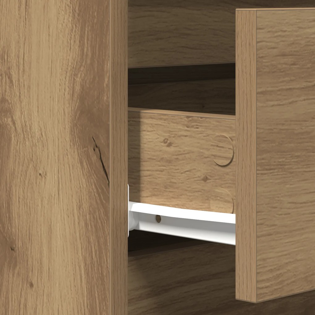 Sideboard vidaXL com Gavetas Carvalho Artesanal 60x35x70 cm Madeira de