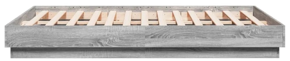 Estrutura de cama com luzes LED 135x190 cm cinzento sonoma