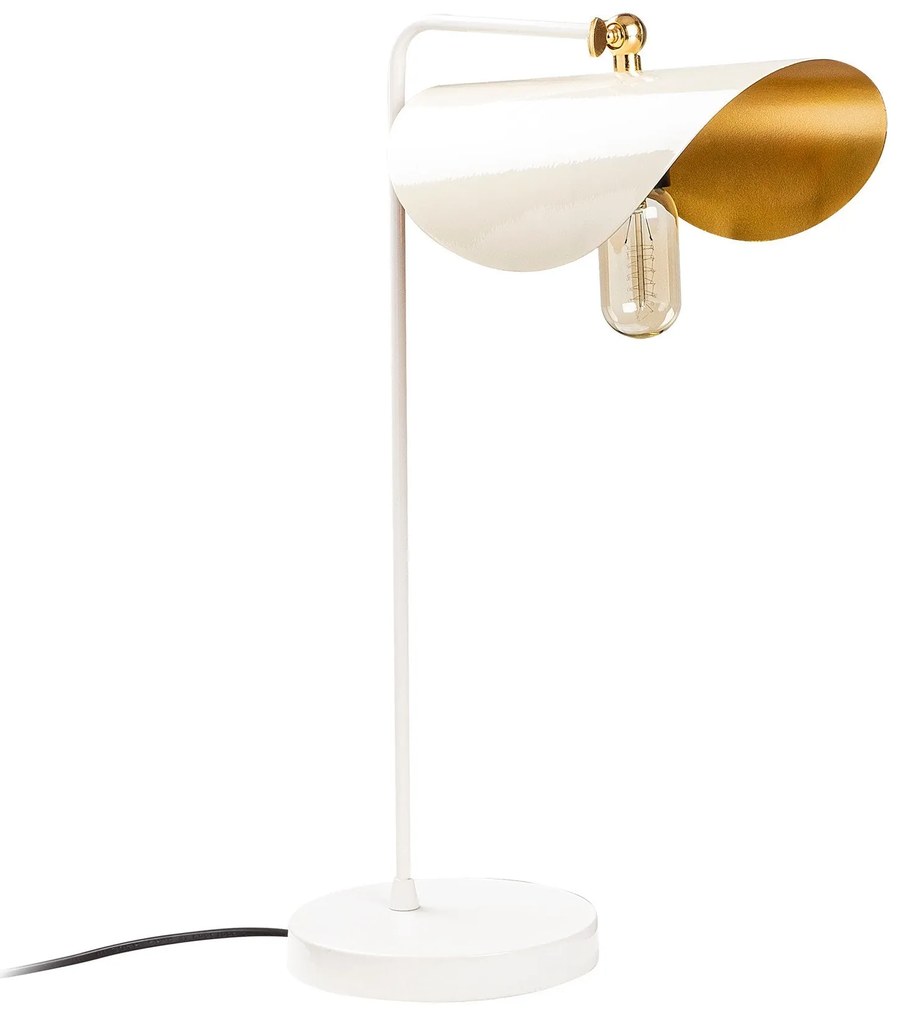 Candeeiro de Mesa Sivani – Branco e Dourado – 17 x 35 cm