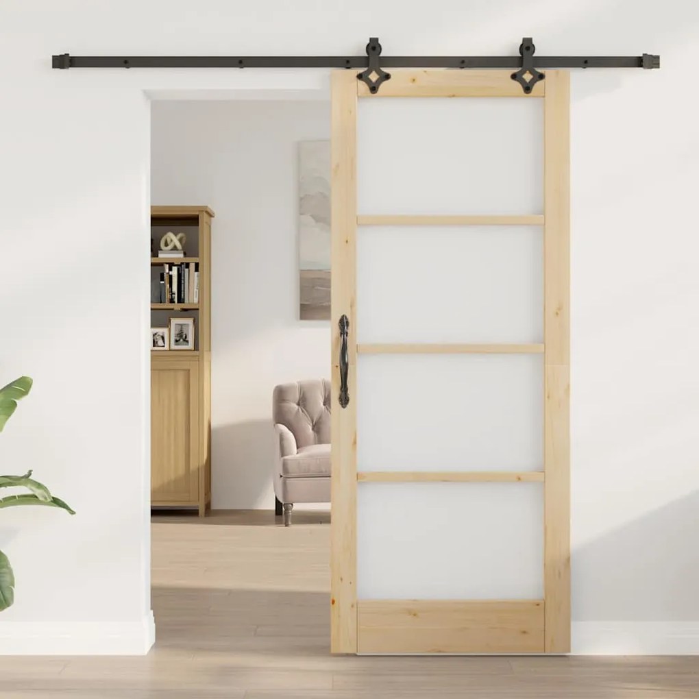 Conjunto de Porta Deslizante vidaXL com Conjunto de Hardware 83x202 cm