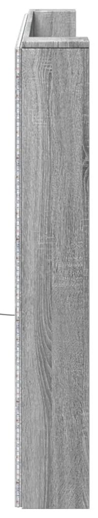 Armário de cabeceira c/ luzes LED 220x16,5x103,5cm cinza sonoma