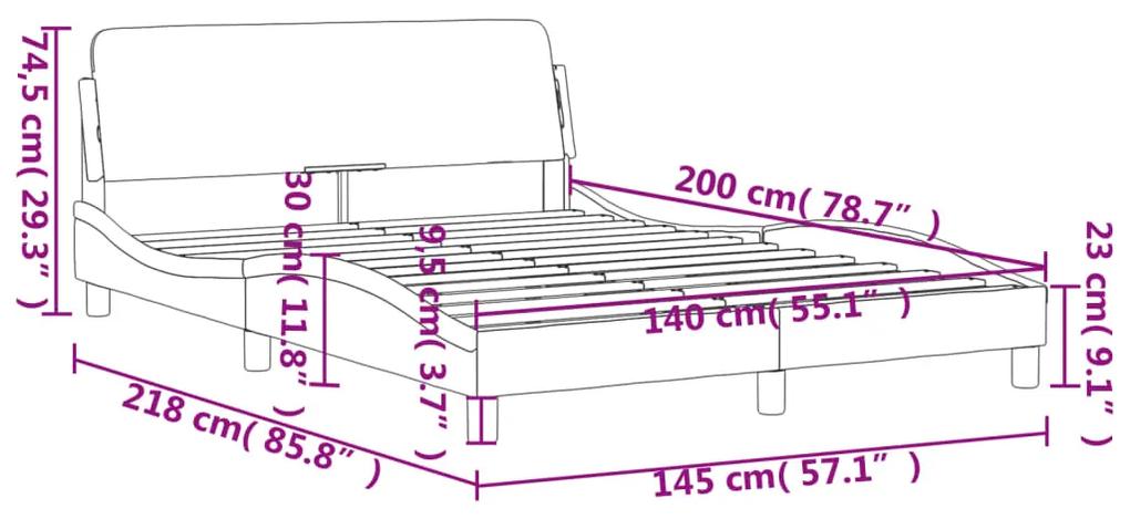 Estrutura cama c/ cabeceira 140x200 cm couro artificial branco