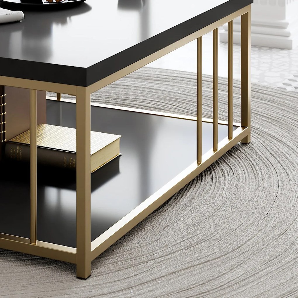 Mesa de Centro Zenn – Antracite/Gold – 90x90x40 cm