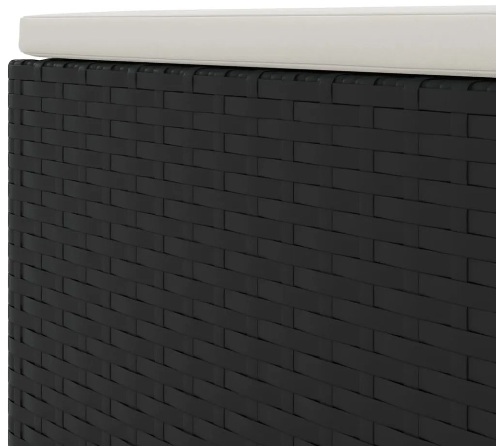 4 pcs conjunto lounge de jardim c/ almofadões vime PE preto
