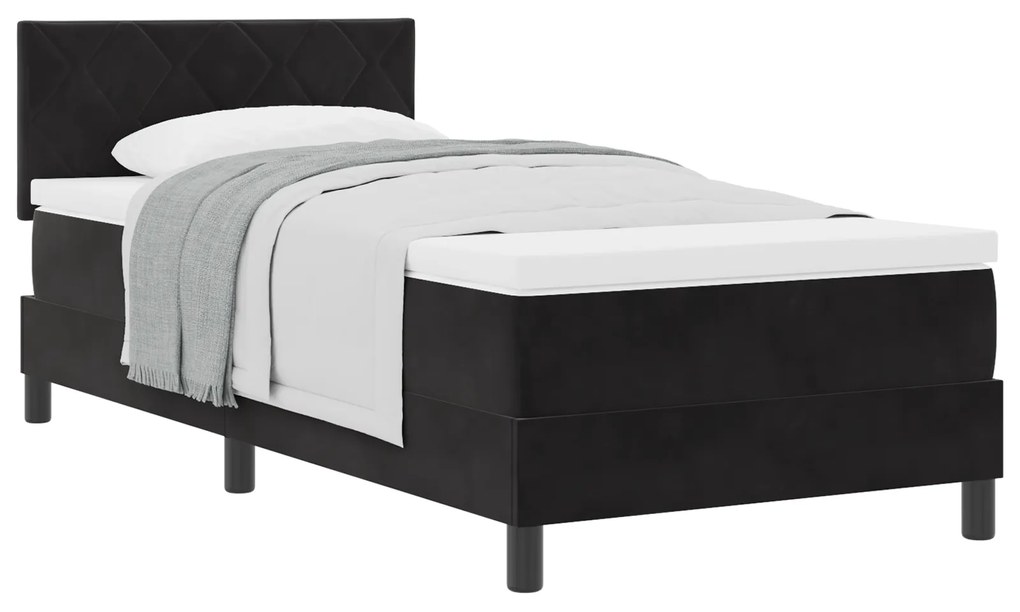 Cama Box com Colchão vidaXL Preto 90x200 cm Veludo