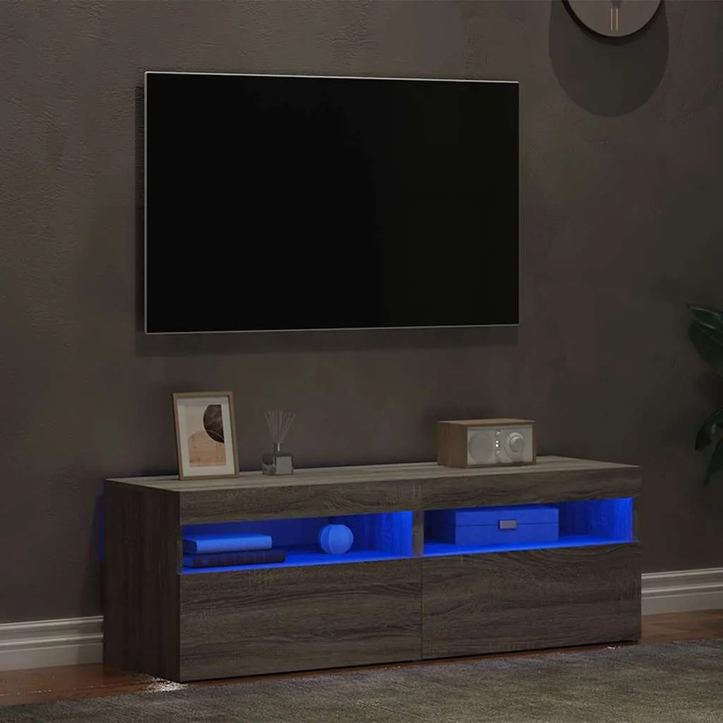 Móveis de TV com luzes LED 2 pcs 60x35x40 cm sonoma cinza