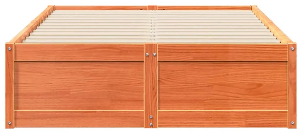 Cama sem colchão 135x190 cm madeira pinho maciça castanho-mel