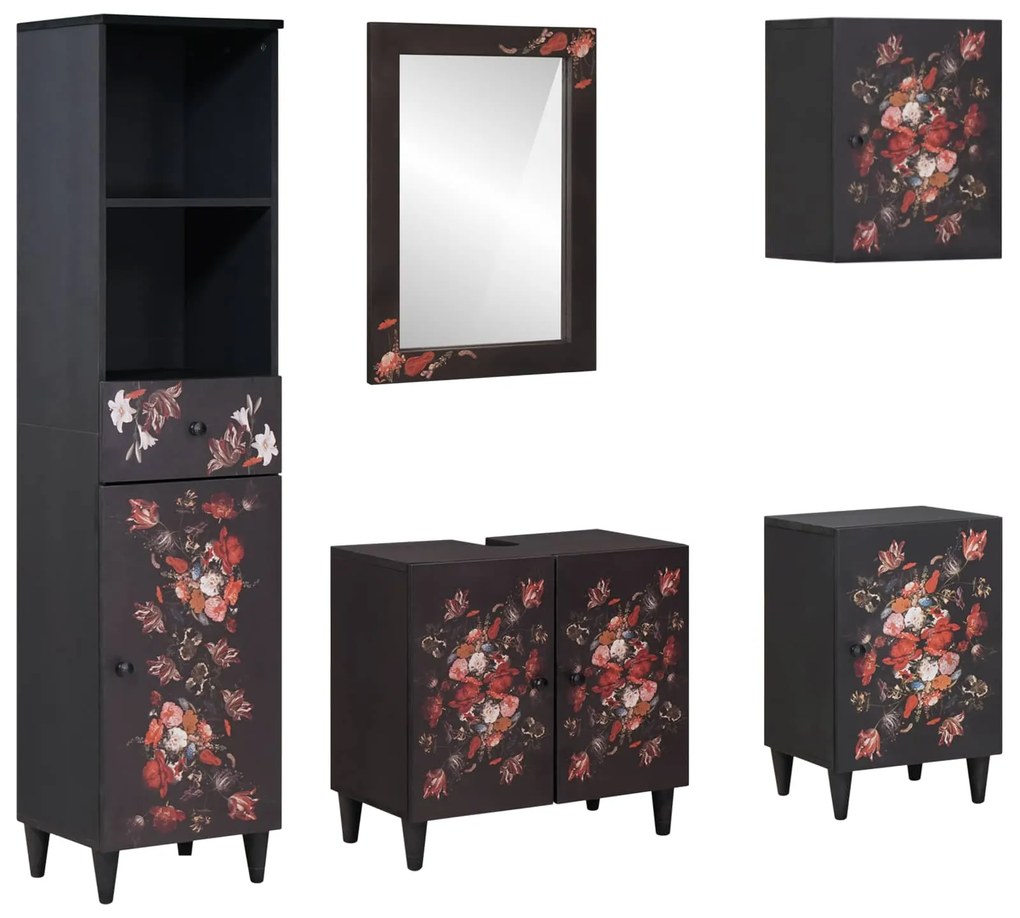 vidaXL Conjunto de Armários para Banheiro com gaveta com porta 5 pcs