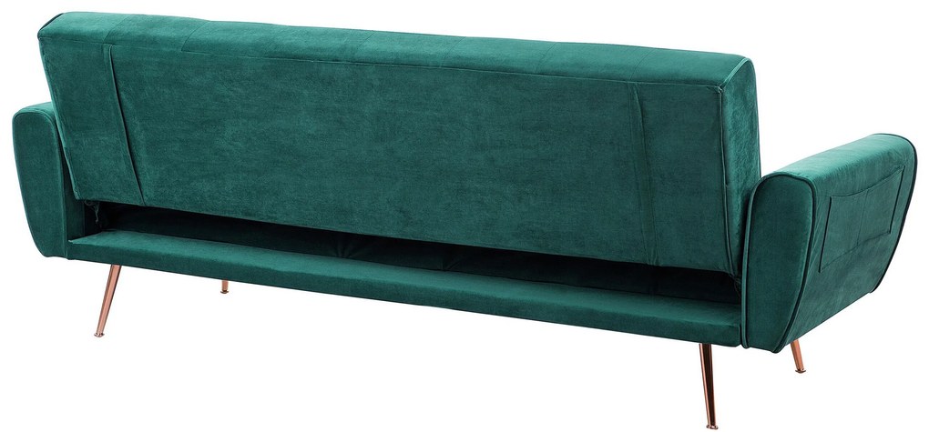 Sofá-cama em veludo verde SELNES Beliani