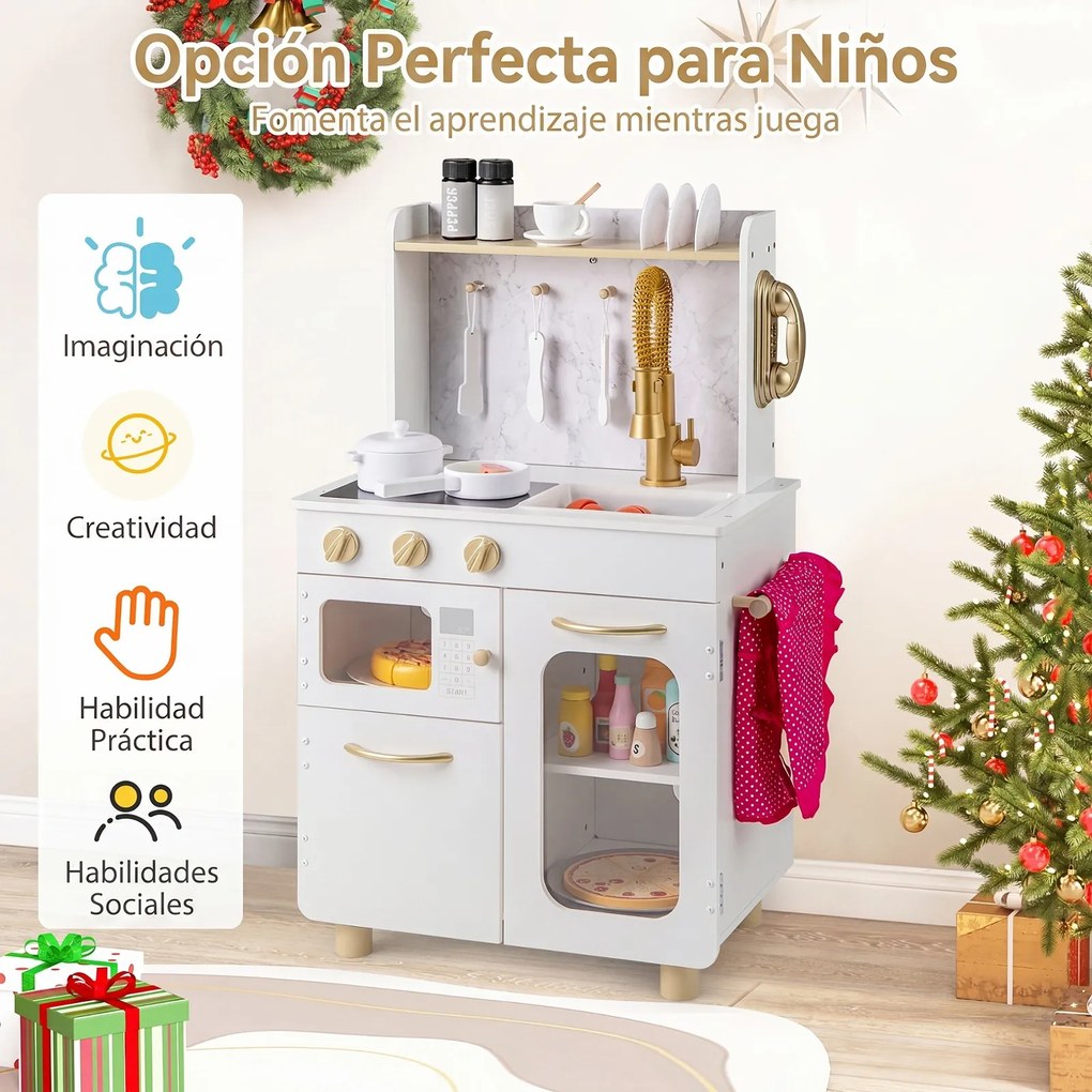 Cozinha de Brincar Infantil, 53 x 30 x 80 cm, Sistema Antitombo, Branco