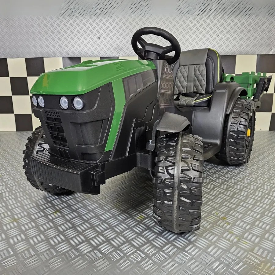 Trator elétrico crianças 12V tractor Farmer, Rodas Borracha EVA Com controlo remoto Verde