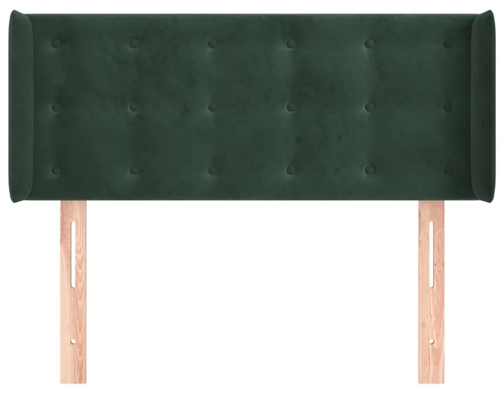 Cabeceira de cama c/ abas veludo 103x16x78/88cm verde-escuro