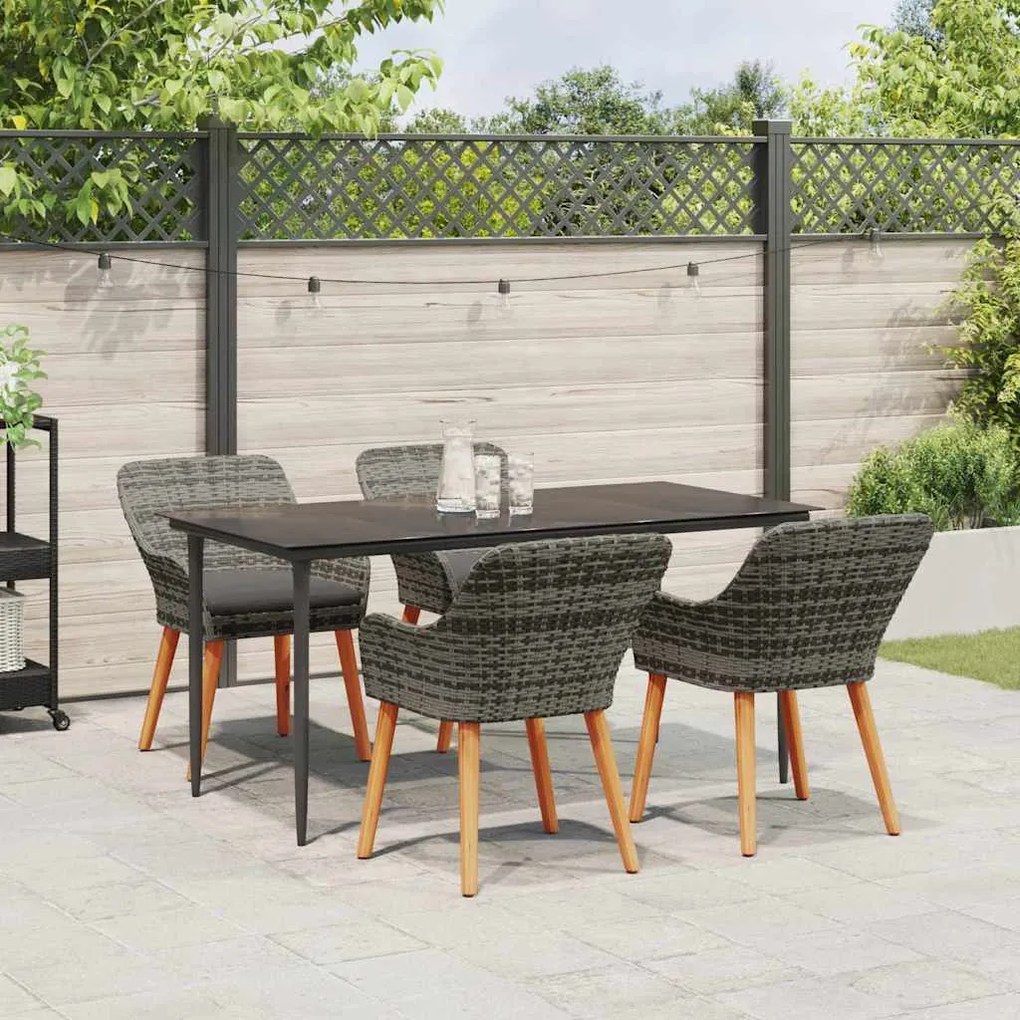 Conjunto de Jantar para Jardim de 5 Peças Cinza em Ráton