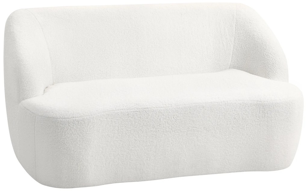 HOMCOM Sofá de 2 Lugares Estofado em Borreguito Sofá de Sala de Estar com Desenho Curvo e Acolchoamento Grosso142x85x73,5 cm Creme | Aosom Portugal