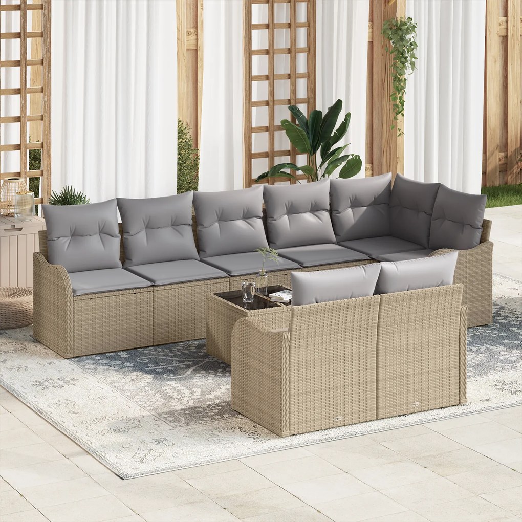 Conjunto de Sofá para Jardim vidaXL com Almofadas Pretas de Rattan Pol