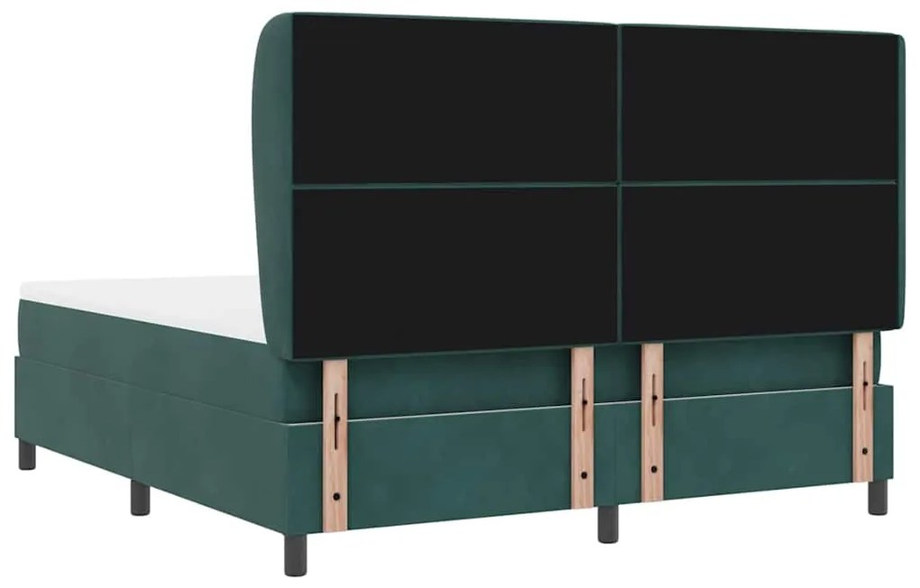 Cama Box com Colchão Verde Escuro, 180x200 cm em Veludo