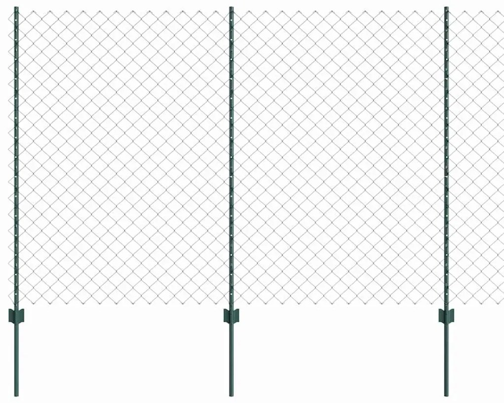 Conjunto de Cerca de Jardim Conjunto de 2 Verde Metal 25x1,5 m
