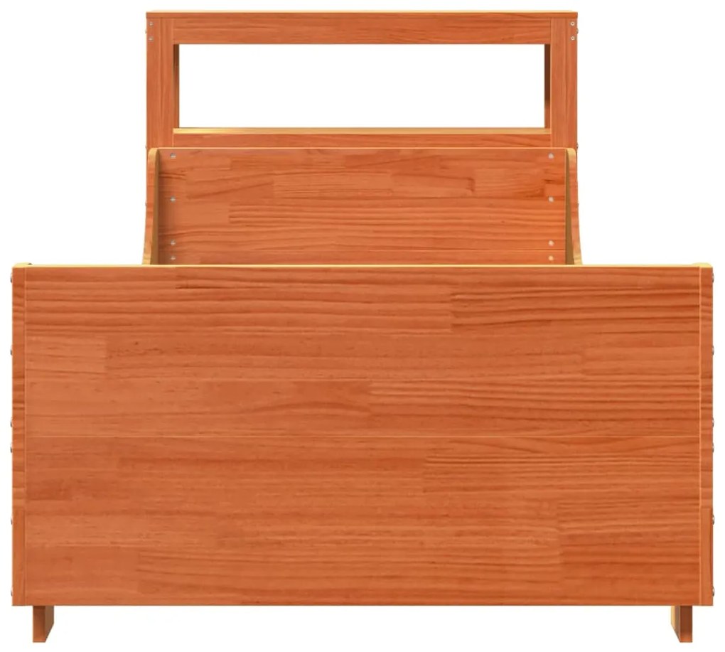 Cama sem colchão 100x200 cm pinho maciço castanho-mel