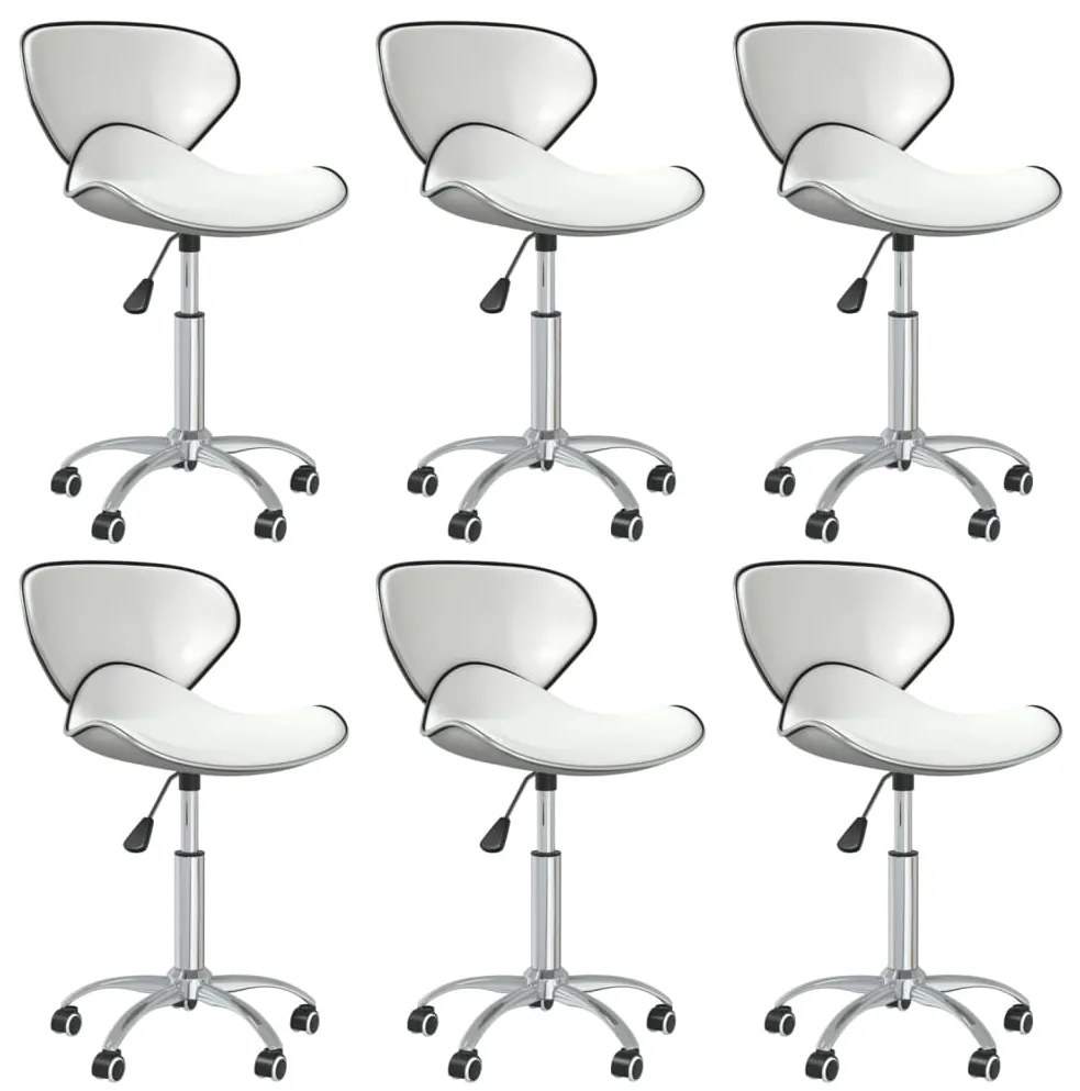 vidaXL Cadeiras de jantar giratórias 6 pcs couro artificial branco