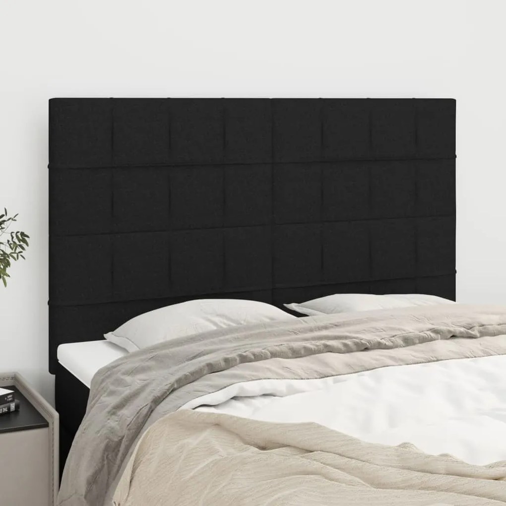 Cabeceira de cama 4 pcs tecido 72x5x78/88 cm preto