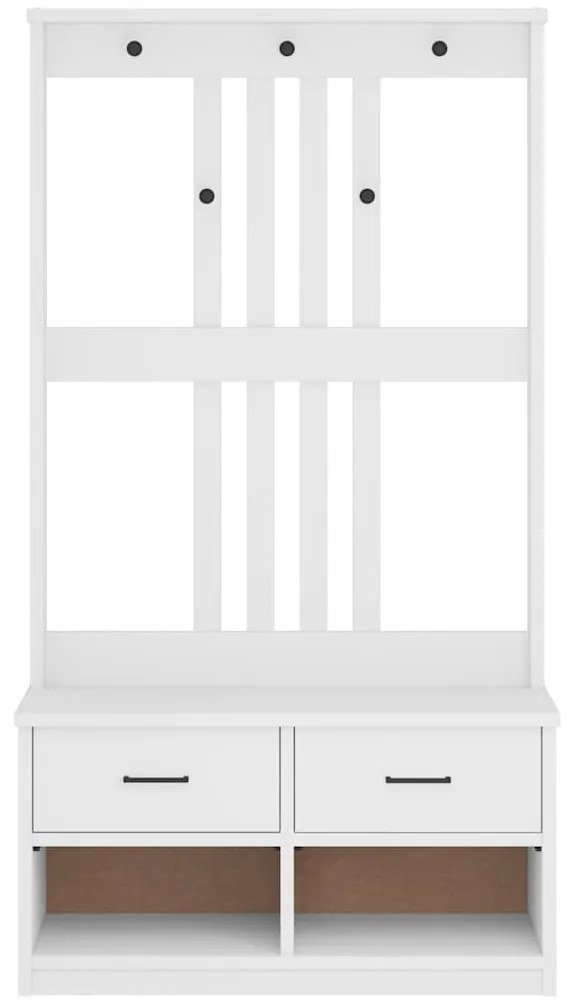Árvore de Hall Branca 87x40x159,5 cm Madeira Maciça de Pinho