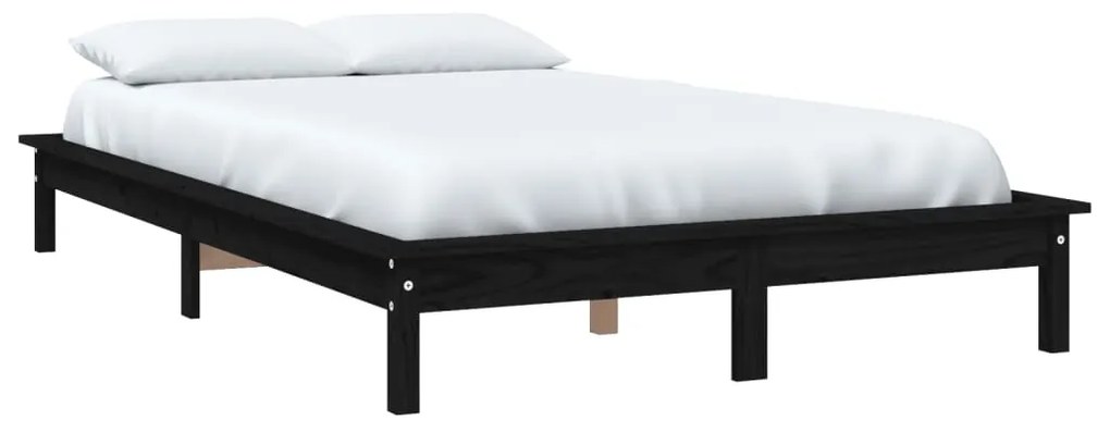 Estrutura cama pequena de casal 120x190 cm pinho maciço preto