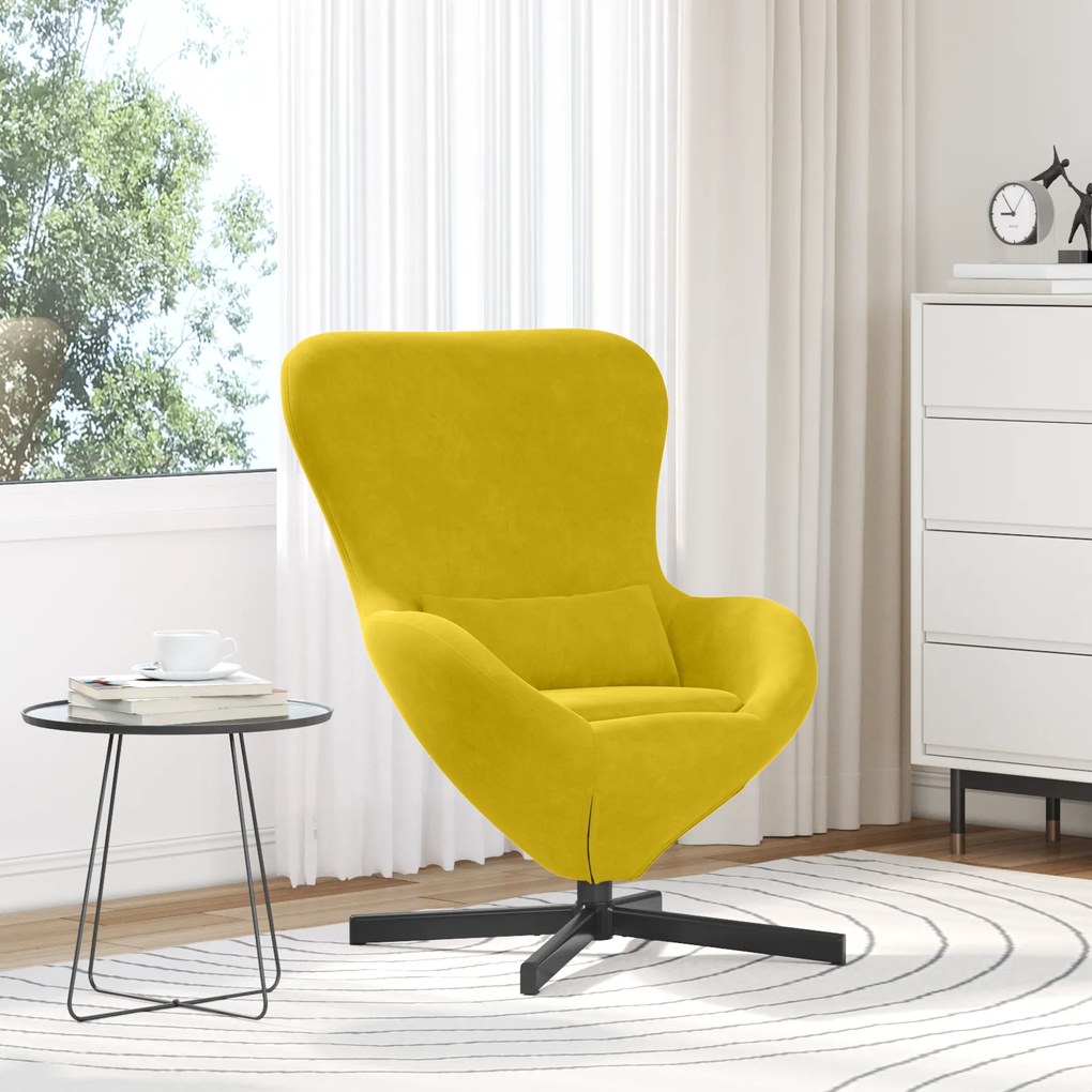 Poltrona Ovo VidaXL Veludo Amarelo