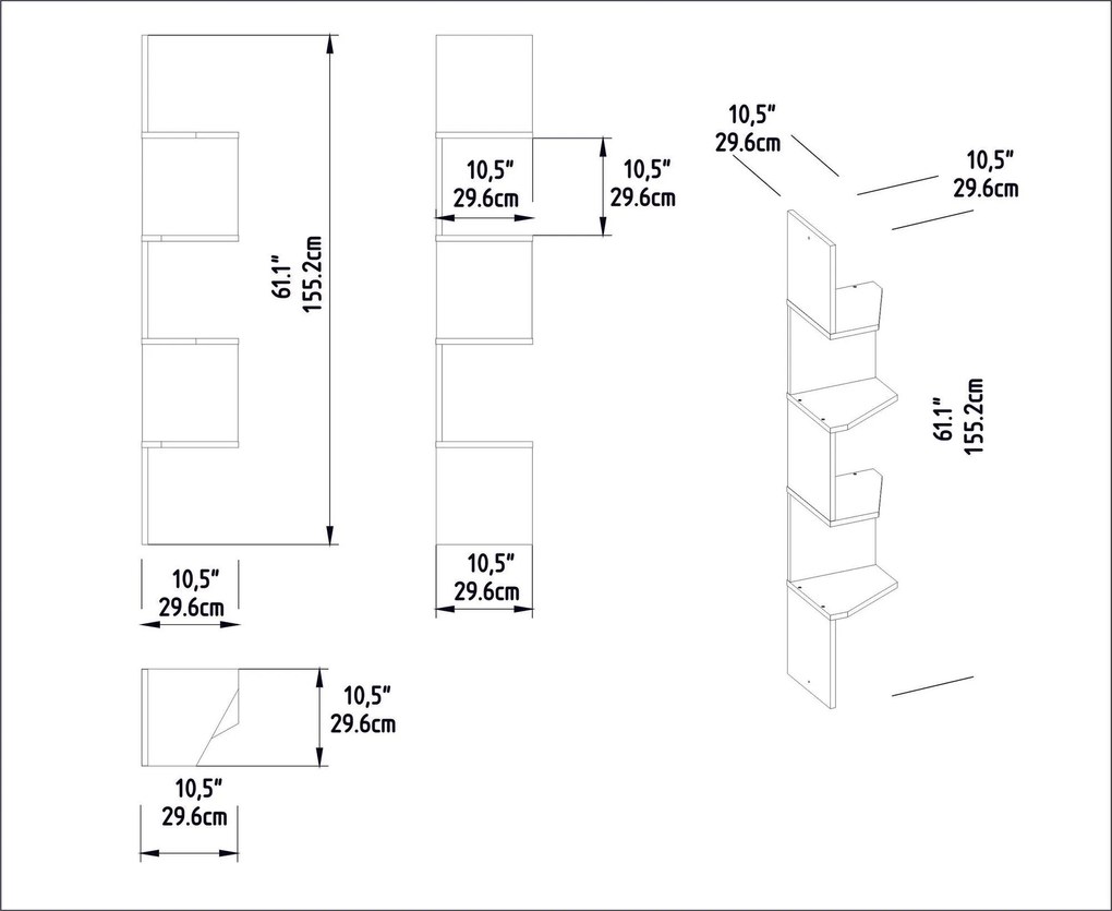 Prateleira de Parede Desaldo – Branco – 29,6 x 29,6 x 155,2 cm