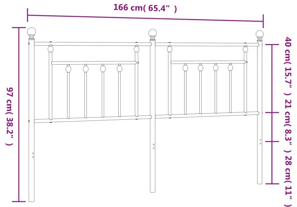 Cabeceira de cama 160 cm metal preto