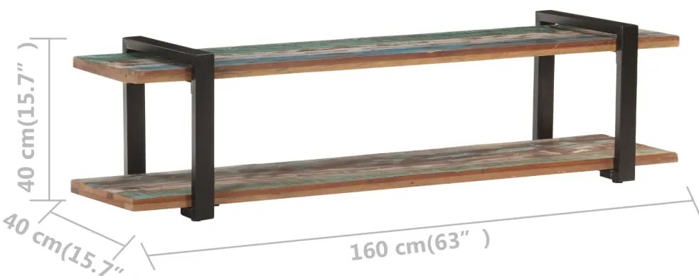 Móvel de TV 160x40x40 cm madeira recuperada maciça