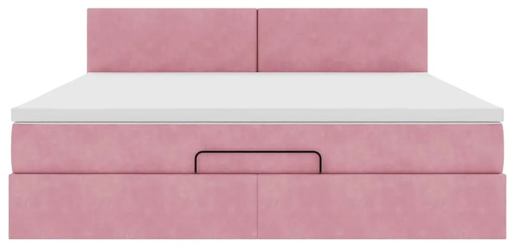 Estrutura de cama otomana com colchão 180x200 cm veludo rosa