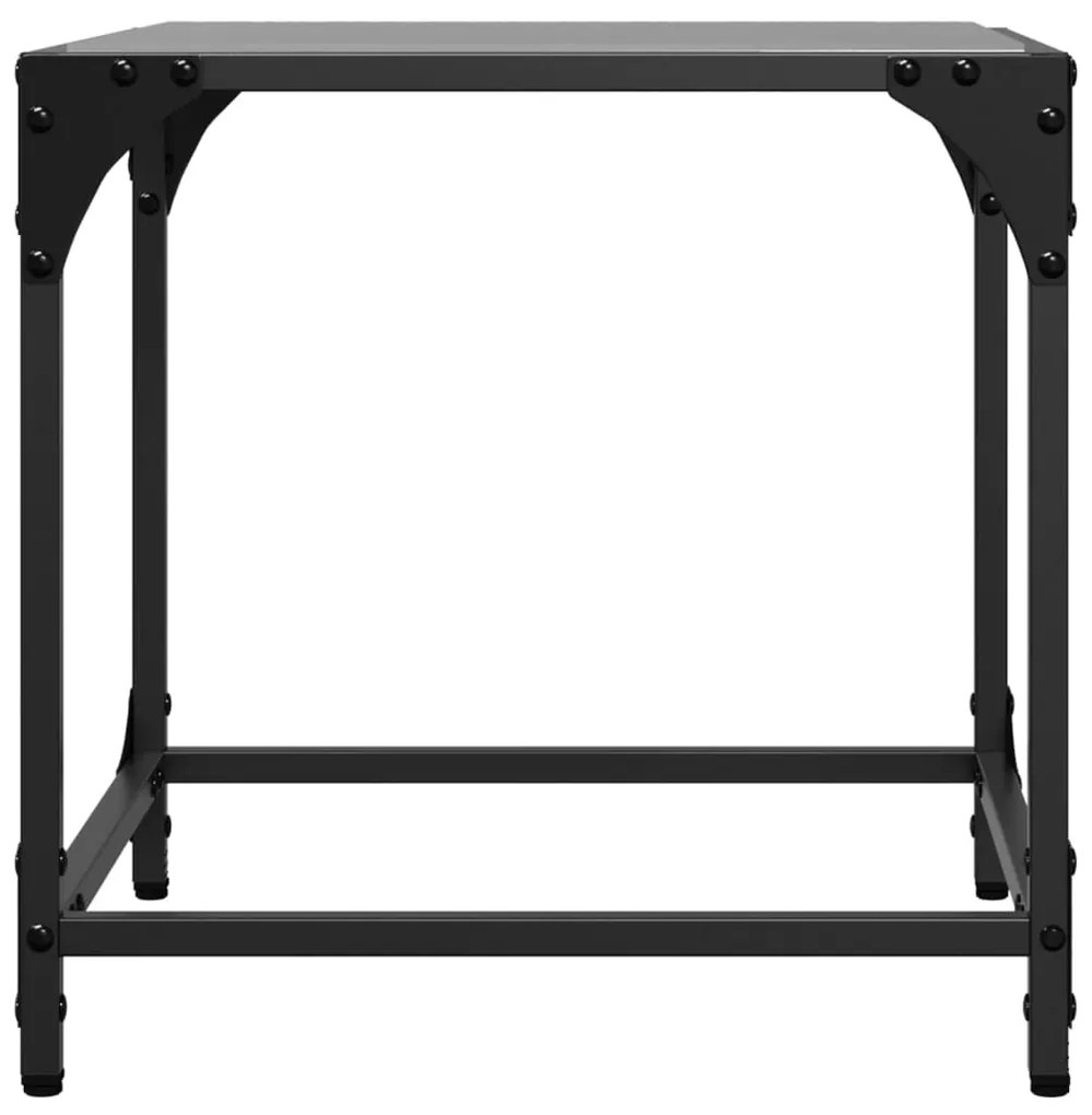 Mesas de centro c/ topo em vidro preto 2 pcs 40x40x40 cm aço