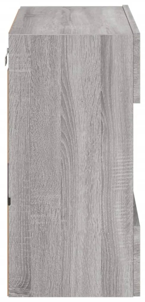 Móvel de parede p/ TV c/ luzes LED 58,5x30x60,5 cm cinza sonoma