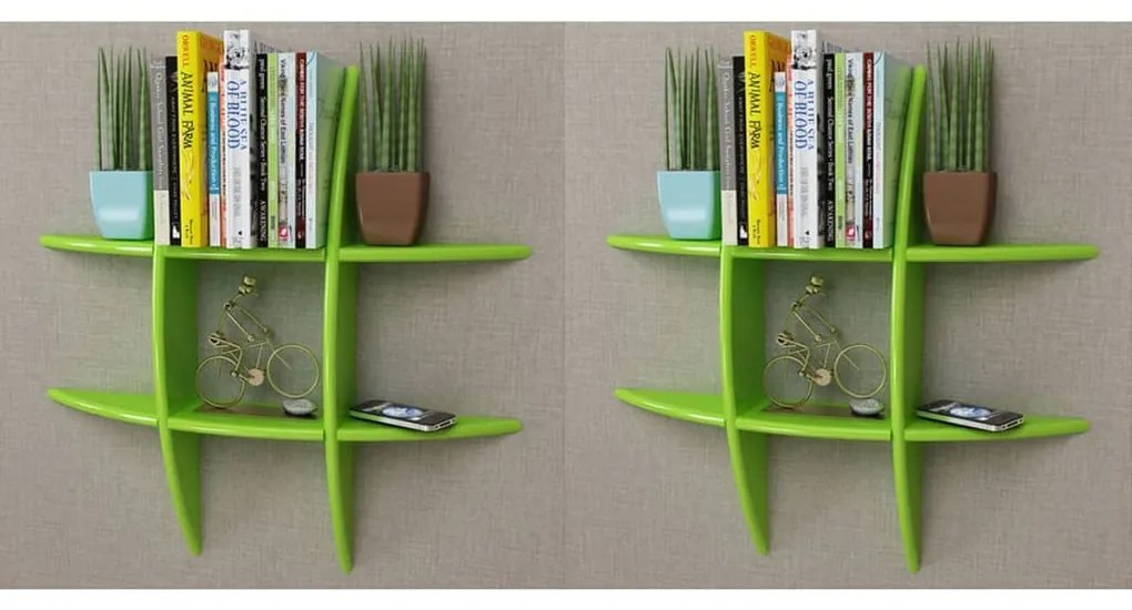 vidaXL Prateleiras de parede 2 pcs verde