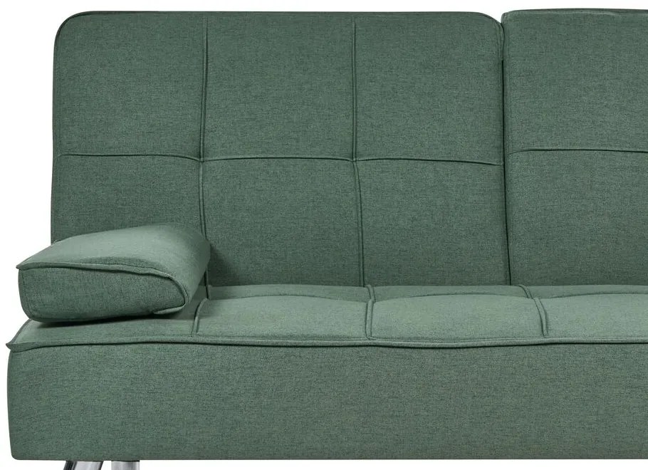 Sofá-cama de 3 lugares em tecido verde ROXEN Beliani
