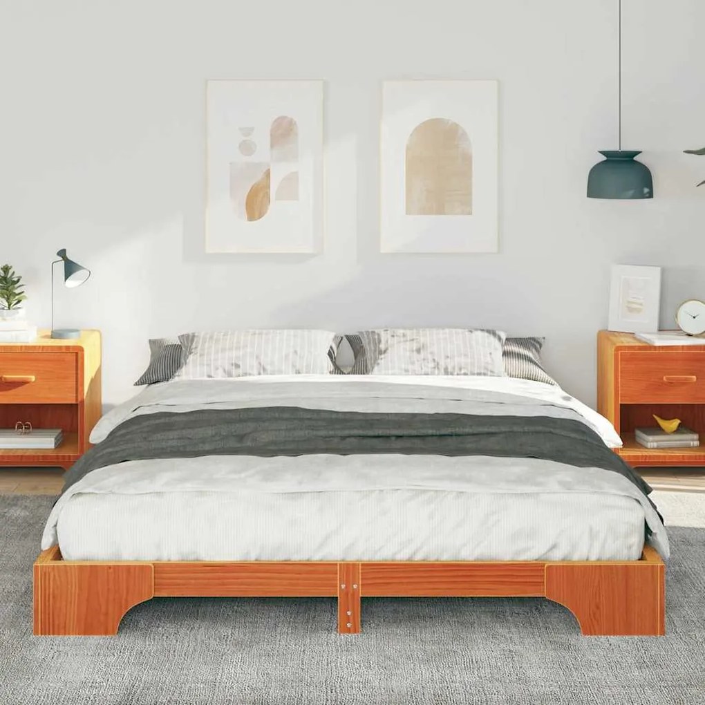 Estrutura de cama de chão Castanho 160 x 220 cm