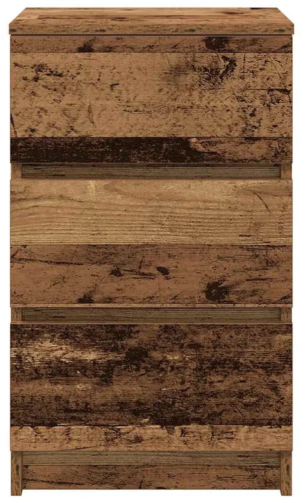 Mesas de cabeceira 3 gavetas 2 pcs 39x35x65cm madeira velha