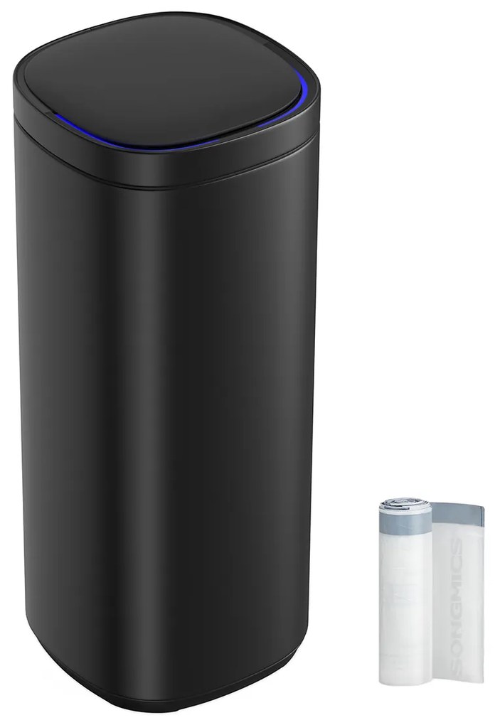 Lixeira automática 50L, sensor, luzes multicolor, odor ozone, preta
