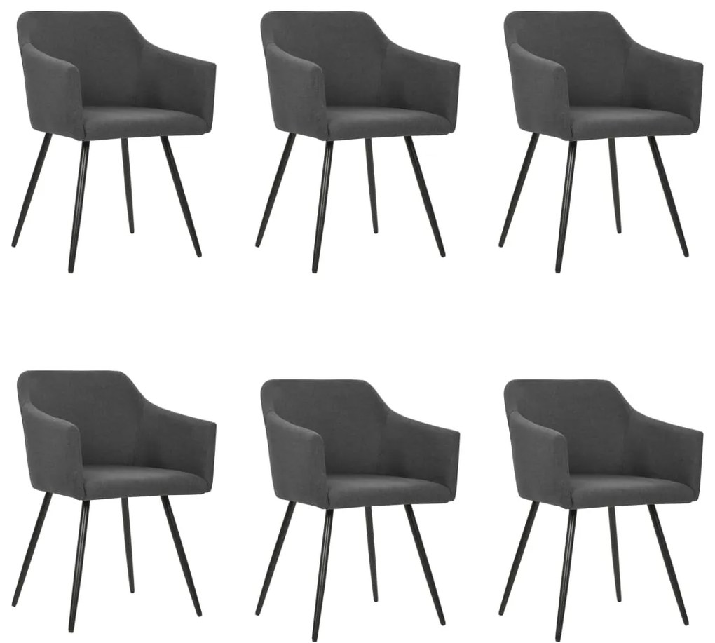 vidaXL Cadeiras de jantar 6 pcs tecido cinzento-escuro