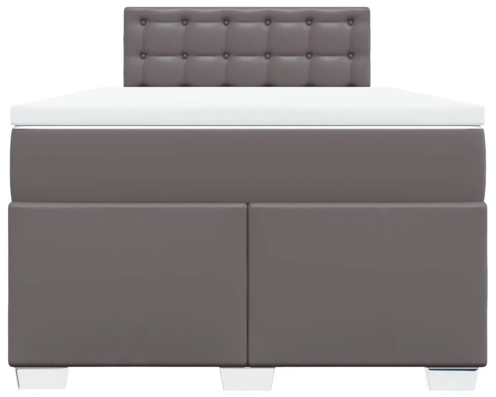 Cama boxspring com colchão 120x190 cm couro artificial cinzento