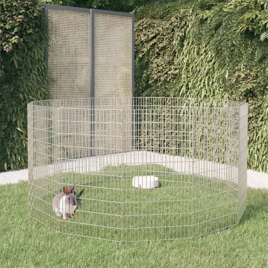 vidaXL Cercado para animais soltos com 12 painéis, 54x100 cm, ferro galvanizado